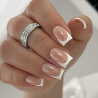 Luvion Nails Premium Press-On Kit – Timeless White French Tip & Elegant Square (24 Pcs)
