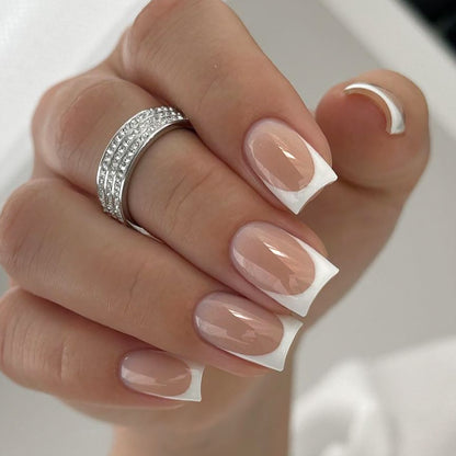 Luvion Nails Premium Press-On Kit – Timeless White French Tip & Elegant Square (24 Pcs)