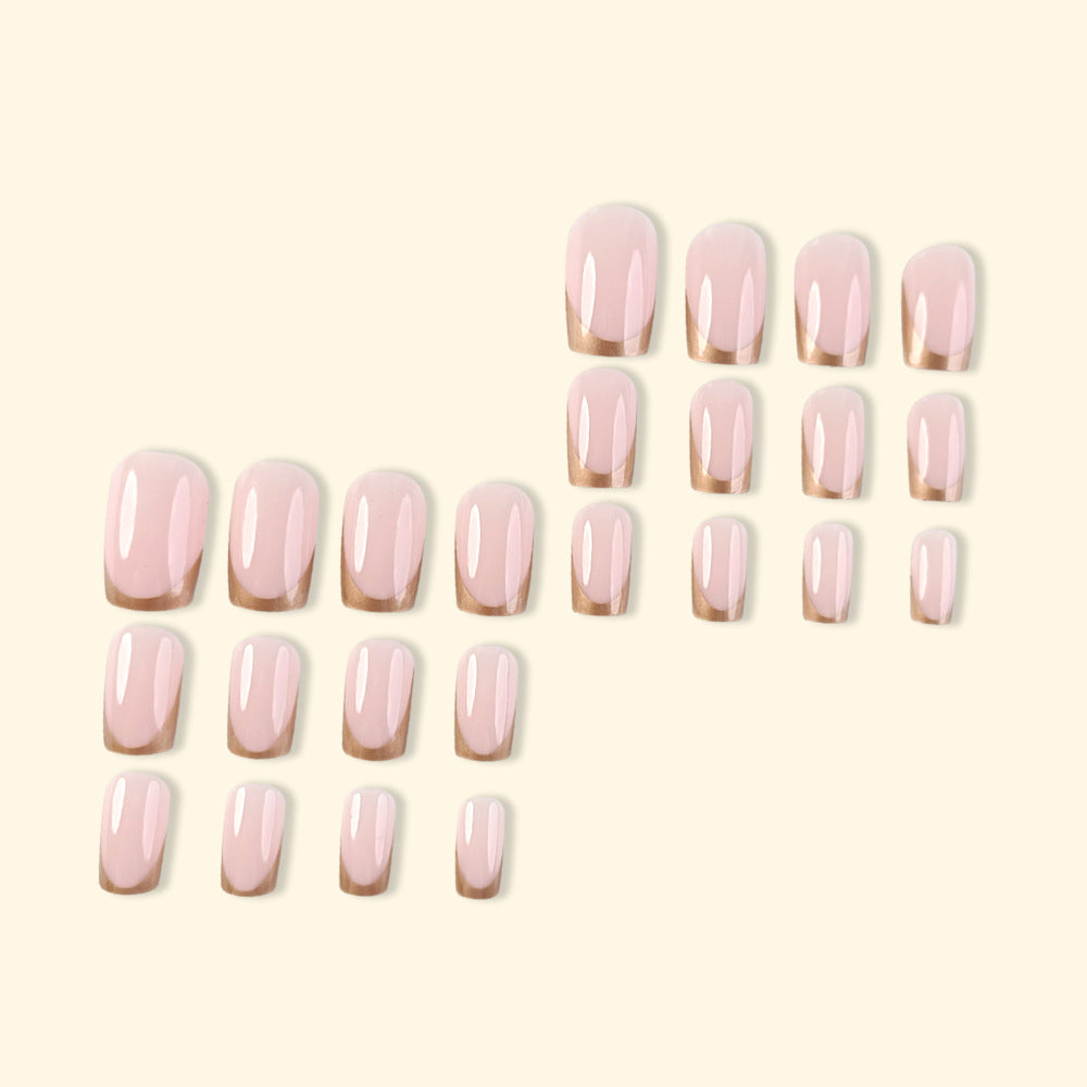 Luvion Nails Premium Press-On Kit – Golden Luxe French Tip & European Square (24 Pcs)