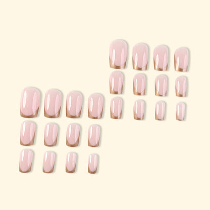 Luvion Nails Premium Press-On Kit – Golden Luxe French Tip & European Square (24 Pcs)