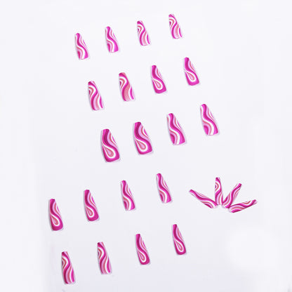 Luvion Nails Premium Press-On Nail Kit – Retro Pink Swirl & Hypnotic Fuchsia (24 Pcs)