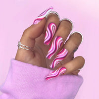 Luvion Nails Premium Press-On Nail Kit – Retro Pink Swirl & Hypnotic Fuchsia (24 Pcs)