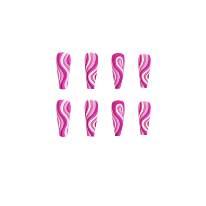 Luvion Nails Premium Press-On Nail Kit – Retro Pink Swirl & Hypnotic Fuchsia (24 Pcs)