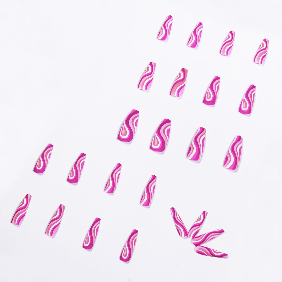 Luvion Nails Premium Press-On Nail Kit – Retro Pink Swirl & Hypnotic Fuchsia (24 Pcs)
