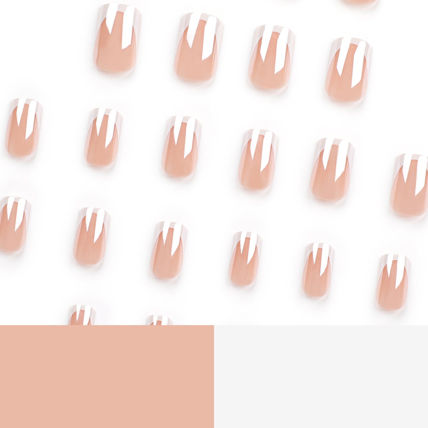 Luvion Nails Premium Press-On Kit – Timeless White French Tip & Elegant Square (24 Pcs)