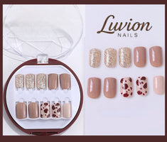 Luvion Nails Designer Series – Leopard Luxe & Sahara Nude Luxury Press-On Nails (24 Pcs)