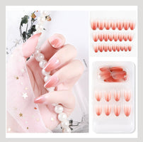 Luvion Nails Premium Press-On Kit – Sun-Kissed Coral Ombre & Gilded Halo (24 Pcs)