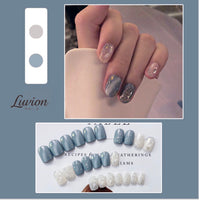 Luvion Nails Designer Series – Arctic Marble & Silver Ore Luxury Press-On Nails (24 Pcs)