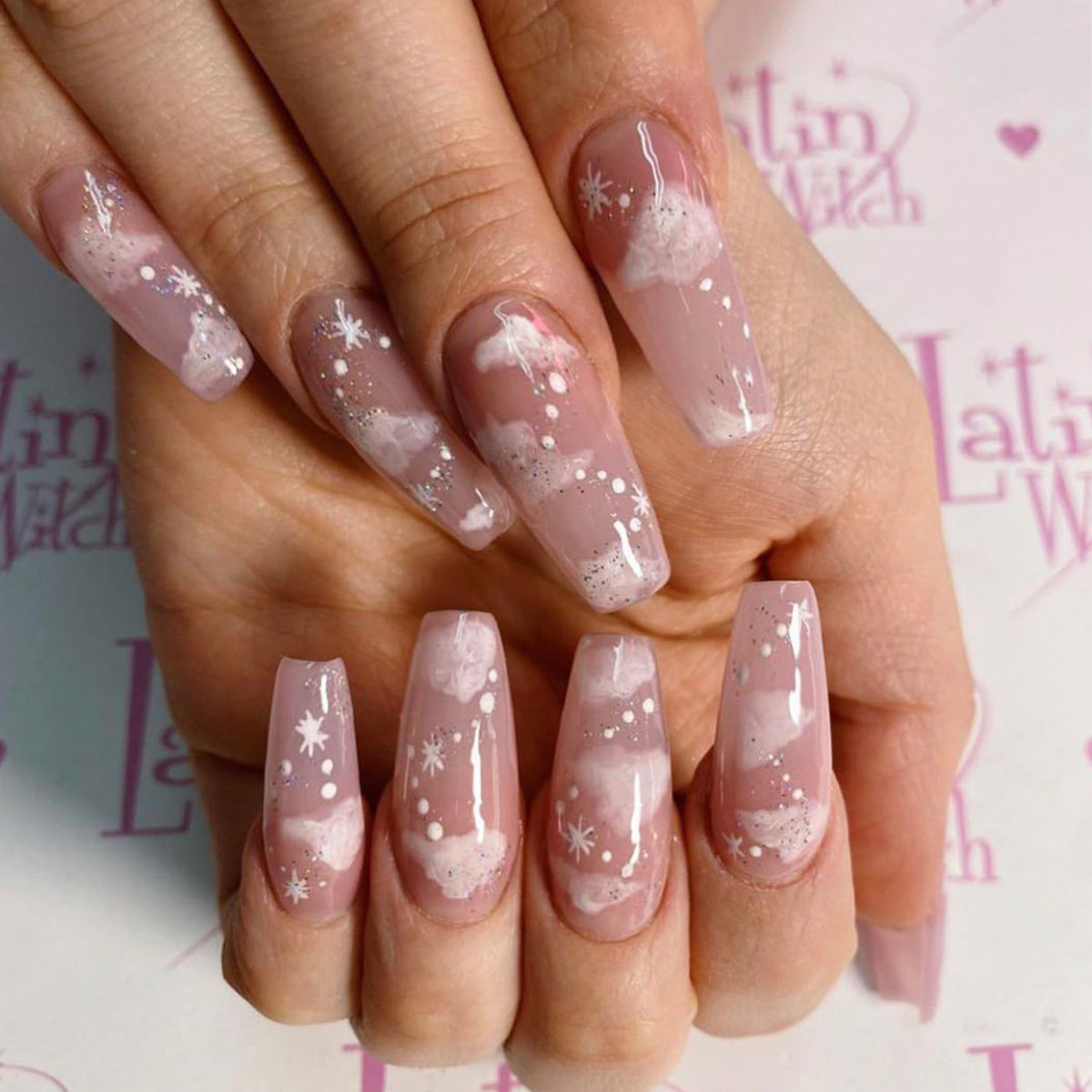 Luvion Nails Premium Press-On Kit – Pink Cloud Dream & Sparkling Starry Sky (24 Pcs)