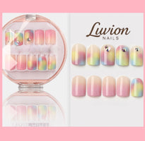Luvion Nails Premium Press-On Nail Kit – Pastel Watercolor Dream & Crystal Heart (30 Pcs)