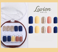 Luvion Nails Designer Series – Midnight Matte & Golden Glitz Luxury Press-On Nails (24 Pcs)