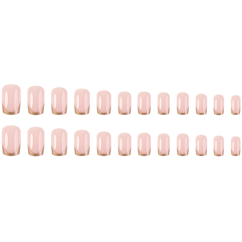 Luvion Nails Premium Press-On Kit – Golden Luxe French Tip & European Square (24 Pcs)