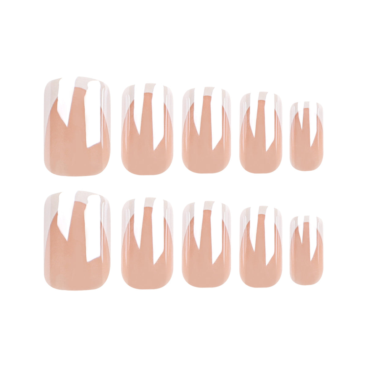Luvion Nails Premium Press-On Kit – Timeless White French Tip & Elegant Square (24 Pcs)