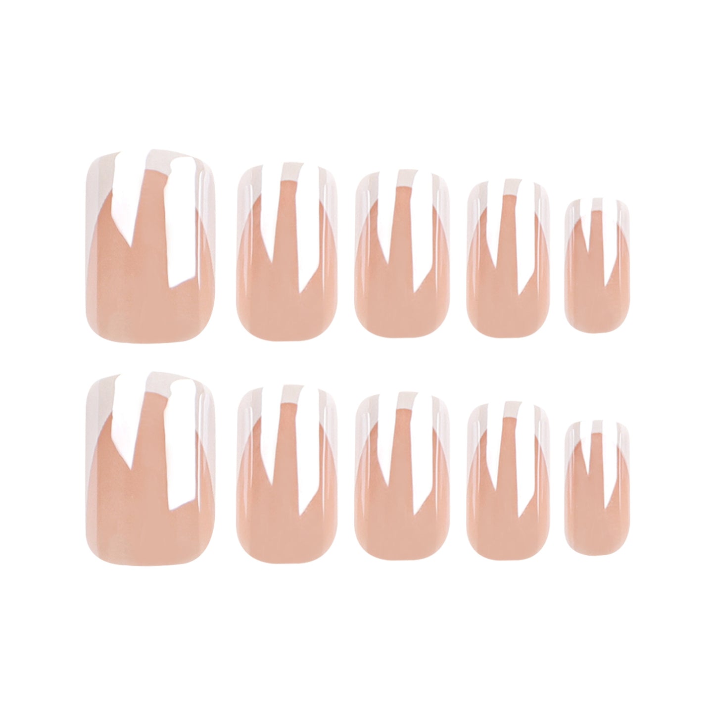 Luvion Nails Premium Press-On Kit – Timeless White French Tip & Elegant Square (24 Pcs)