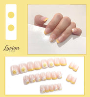 Luvion Nails Designer Series – Daisy Bloom & Sunshine Yellow Luxury Press-On Nails (24 Pcs)