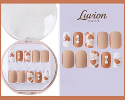 Luvion Nails Premium Press-On Nail Kit – Romantic Heart & Pearl Infused Nude (30 Pcs)