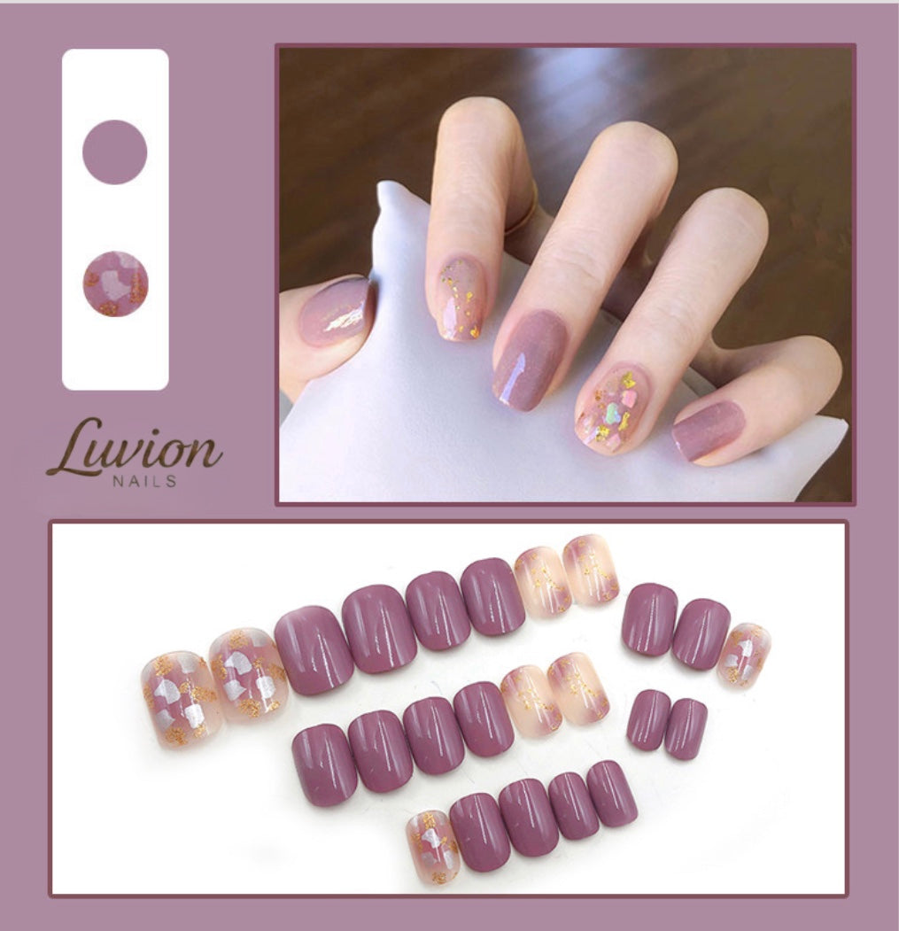 Luvion Nails Designer Series – Amethyst Dust & Gilded Lavender Luxury Press-On Nails (24 Pcs)