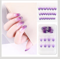 Luvion Nails Premium Press-On Kit – Amethyst Ombre & Holographic Sequin Sparkle (24 Pcs)