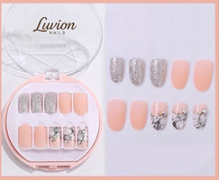 Luvion Nails Premium Press-On Nail Kit Artistic Abstract Glitter Edition