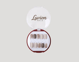 Luvion Nails Premium Press-On Kit – Terracotta Matte & Sapphire Plaid Luxury (30 Pcs)