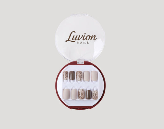 Luvion Nails Premium Press-On Kit – Terracotta Matte & Sapphire Plaid Luxury (30 Pcs)