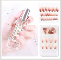 Luvion Nails Designer Series – Velvet Champagne & Pearl Essence Luxury Press-On Nails (24 Pcs)